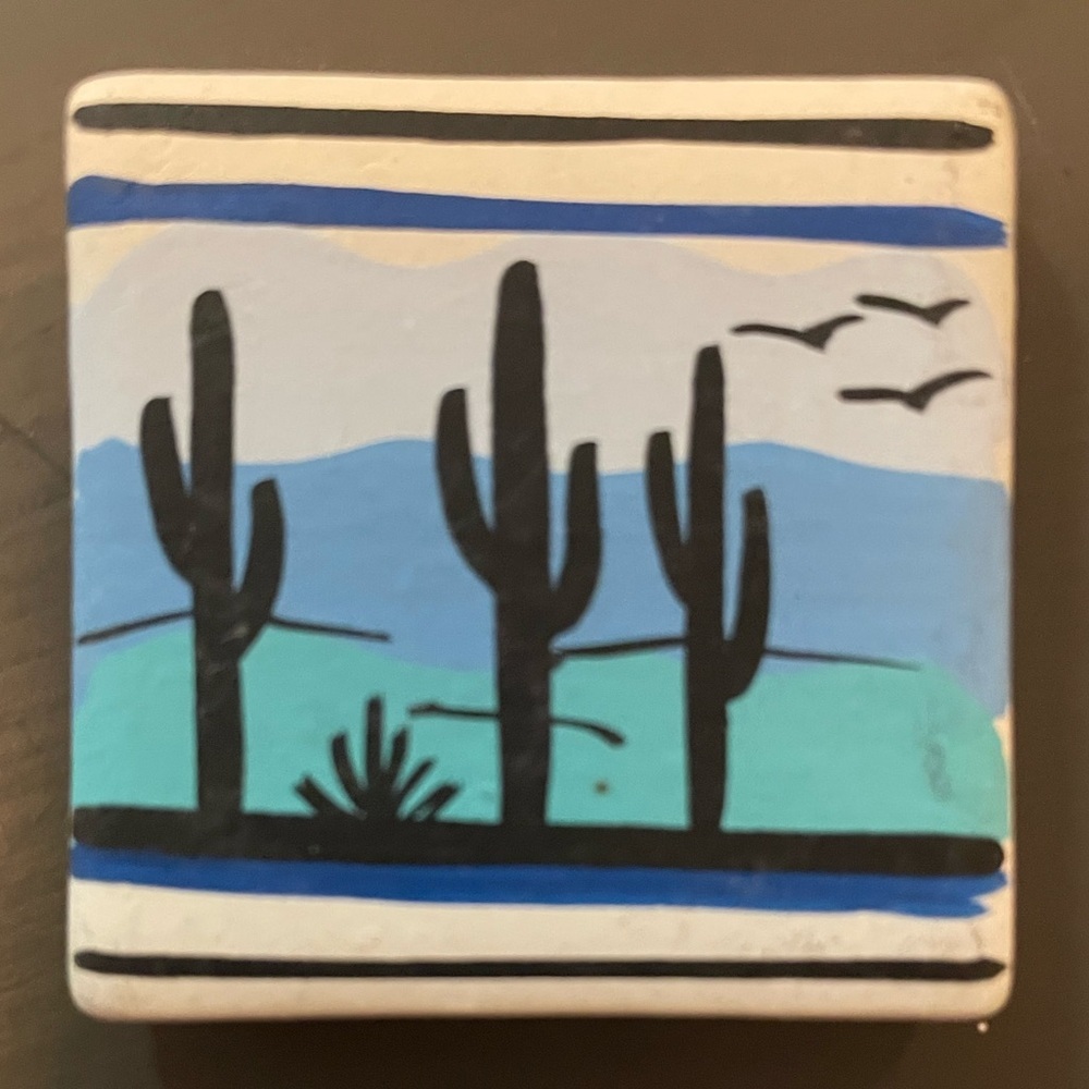 Tesa By Maack Co Hand Painted Fridge Painted 2" Arizona Cactus 🌵 Southwestern